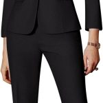 Women's 2 Piece Business Office Suit Lady Peaked Lapel Slim Fit One Button Blazer Jacket and Pants Set