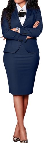 Women's 2 Piece Suit Skirt Set Business Office Work Outfit Blazer Jackets Midi Pencil Skirt Suits Plus Size