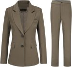 Women 2 Piece Office Work Suit Set One Button Blazer and Pants
