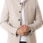 Mens Casual Suit Blazer Jackets Stand Mandarin Collar Lightweight Lined Business Dress Sport Coats