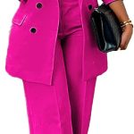 Women Fashion Pants Suit 2 Piece Business Outfits Casual Double Breasted Blazer and Pant Sets