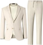 Men's Linen Suits 2 Piece Casual Regular Fit Linen Blazer Jacket and Pants for Summer Beach Wedding - Image 2