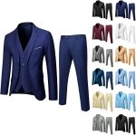Mens Suits 3 Piece Set Business Wedding Business Casual Suit Set Classic Fit Solid Jacket Vest Pants Formal Set