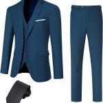 Men's 3 Piece Slim Fit Suit Set, 2 Button Blazer Jacket Vest Pants with Tie, Mens Suit for Party, Wedding & Business