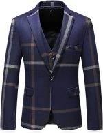 Mens Suits 3 Piece Check Plaid Suit Single Breasted One Button Jackets Formal Dress Party Prom Tuxedo Suits Blazer Set - Image 2
