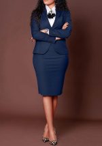 Women's 2 Piece Suit Skirt Set Business Office Work Outfit Blazer Jackets Midi Pencil Skirt Suits Plus Size - Image 2