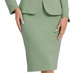 Women's 2 Piece Suit Skirt Set Business Casual Long Sleeve Blazer and Pencil Skirt