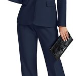 Pant Suits for Women Dressy 2 Piece Blazer and High Rise Straight Leg Pants Sets Business Casual Outfits