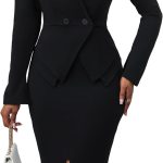 Women's Suits 2 Piece Skirt Set Business Work Outfits Blazer Dress Jacket Pencil Skirts Suit Sets