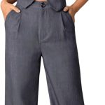 Women 2 Piece Solid Sleeveless V Neck Cross Back Button Down Blazer and Pants Business Office Suit Set