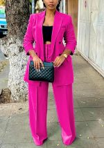 Women Fashion Pants Suit 2 Piece Business Outfits Casual Double Breasted Blazer and Pant Sets - Image 2