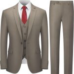 Men's Suit Slim Fit, 3 Piece Suits for Men, One Button Solid Jacket Vest Pants with Tie, Tuxedo Set
