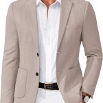 Men's Casual Knit Blazer Slim Fit Lightweight Sport Coat Stretch Two Button Suit Jacket