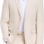 Men's Linen Suits 2 Piece Casual Regular Fit Linen Blazer Jacket and Pants for Summer Beach Wedding