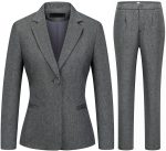 Women 2 Piece Business Suit Pant Set Slim Fit One Button Blazer Jacket Lady Work Suit for Office