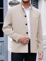 Mens Casual Suit Blazer Jackets Stand Mandarin Collar Lightweight Lined Business Dress Sport Coats - Image 2