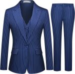 Women 3 Piece Striped Suit One Button Slim Fit Business Work Professional Blazer Jacket Vest Pants Set
