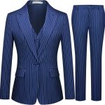 Women 3 Piece Striped Suit One Button Slim Fit Business Work Professional Blazer Jacket Vest Pants Set