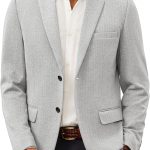 Men's Herringbone Blazer Jacket Lightweight Casual Knit Sport Coat